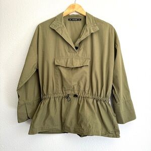 Zara Basic Popover Utility Top with Front Pocket/Pouch Size S